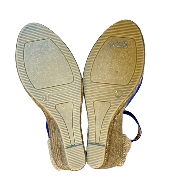 Gaimo Royal Blue Suede Jute Wedge Espadrilles 37 / 6 - Picture 8 of 10